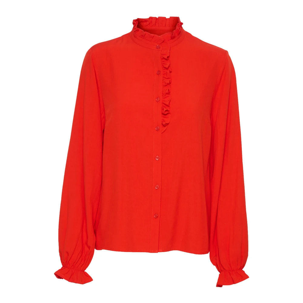 Cream Flame Scarlet Blouse met Pofmouwen Red Dames