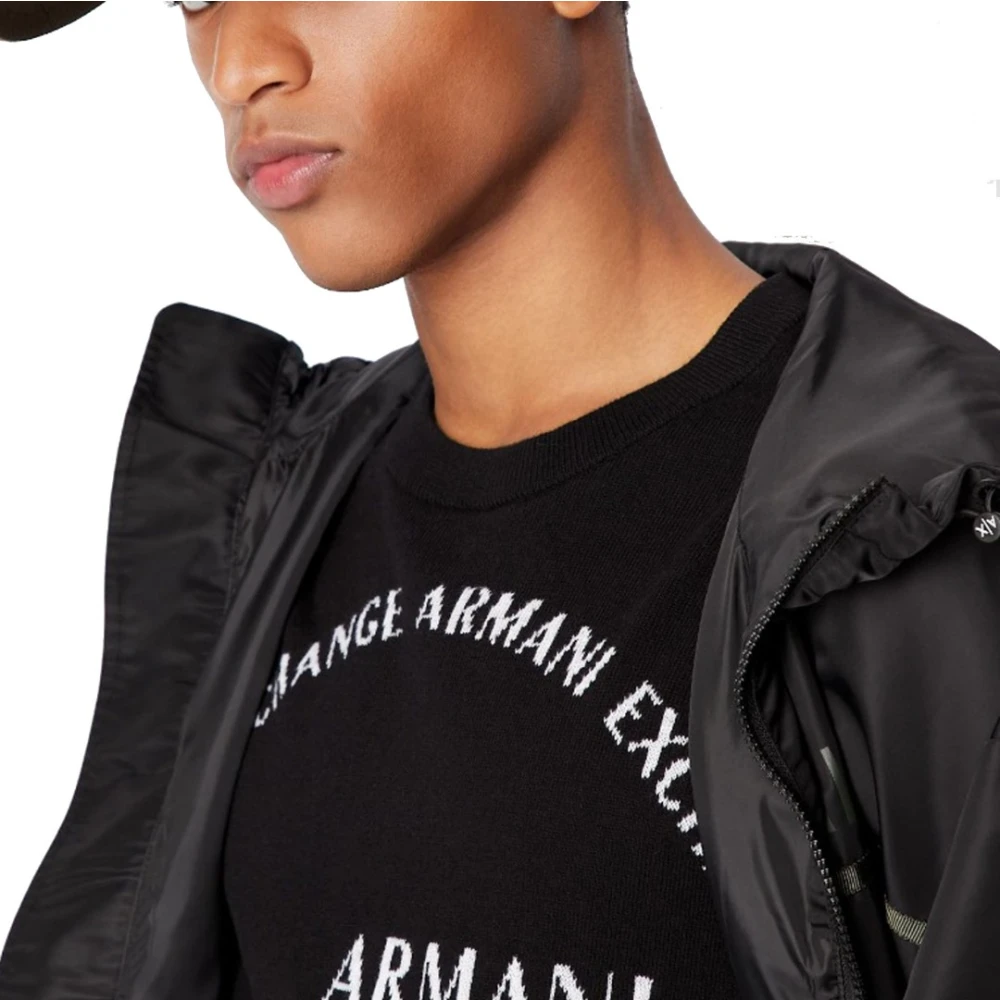 Armani Exchange Geborduurd Logo Crewneck Sweater Black Heren