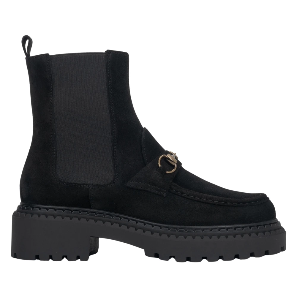 Estro Women's Gold Italian Velour Chelsea Boots With Buckle