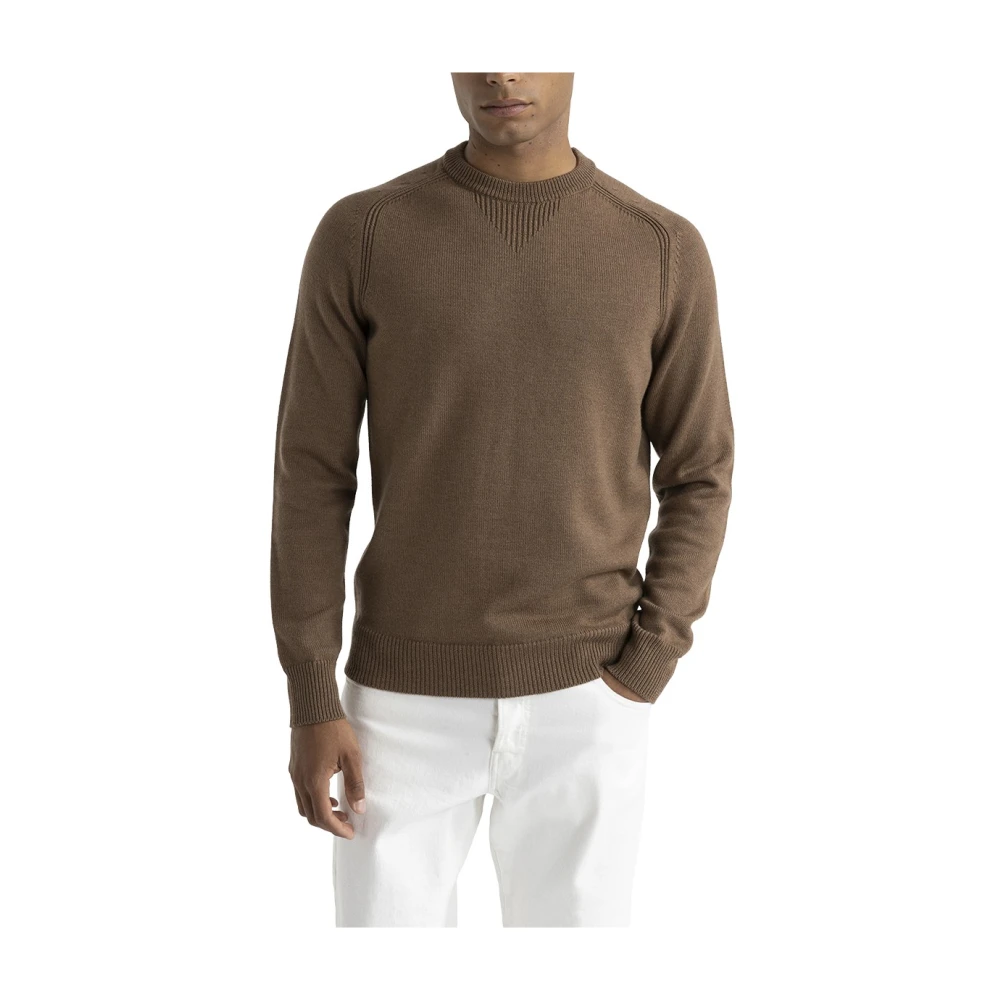 PESERICO Wollen ronde hals trui Brown Heren