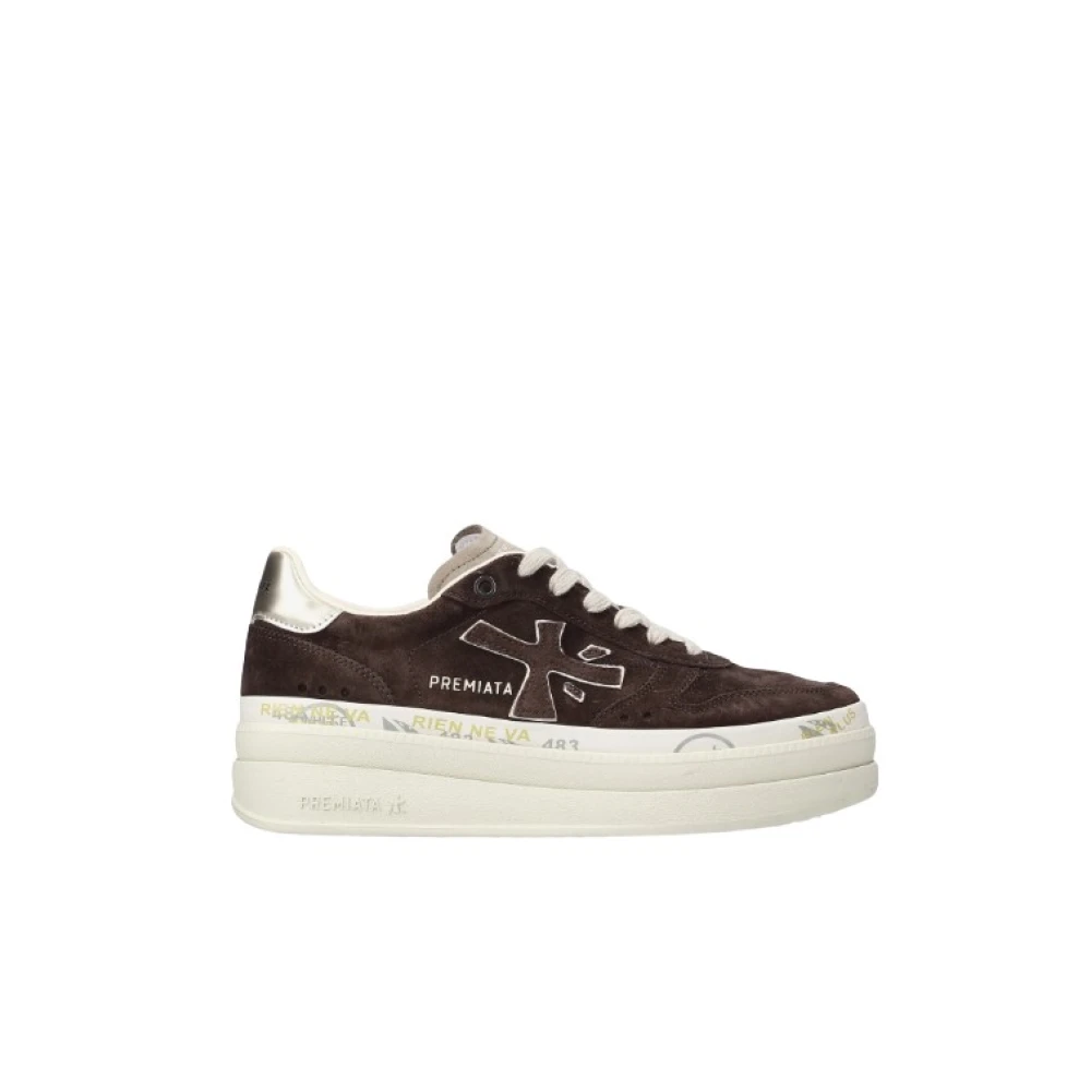 Premiata Bruine Sneakers met Dubbellaags Platform Dames Schoenen