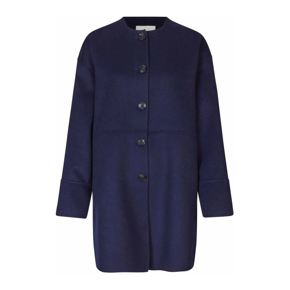 Masai Blauwe Wollen Blend Jas Matinsley Stijl Blue Dames