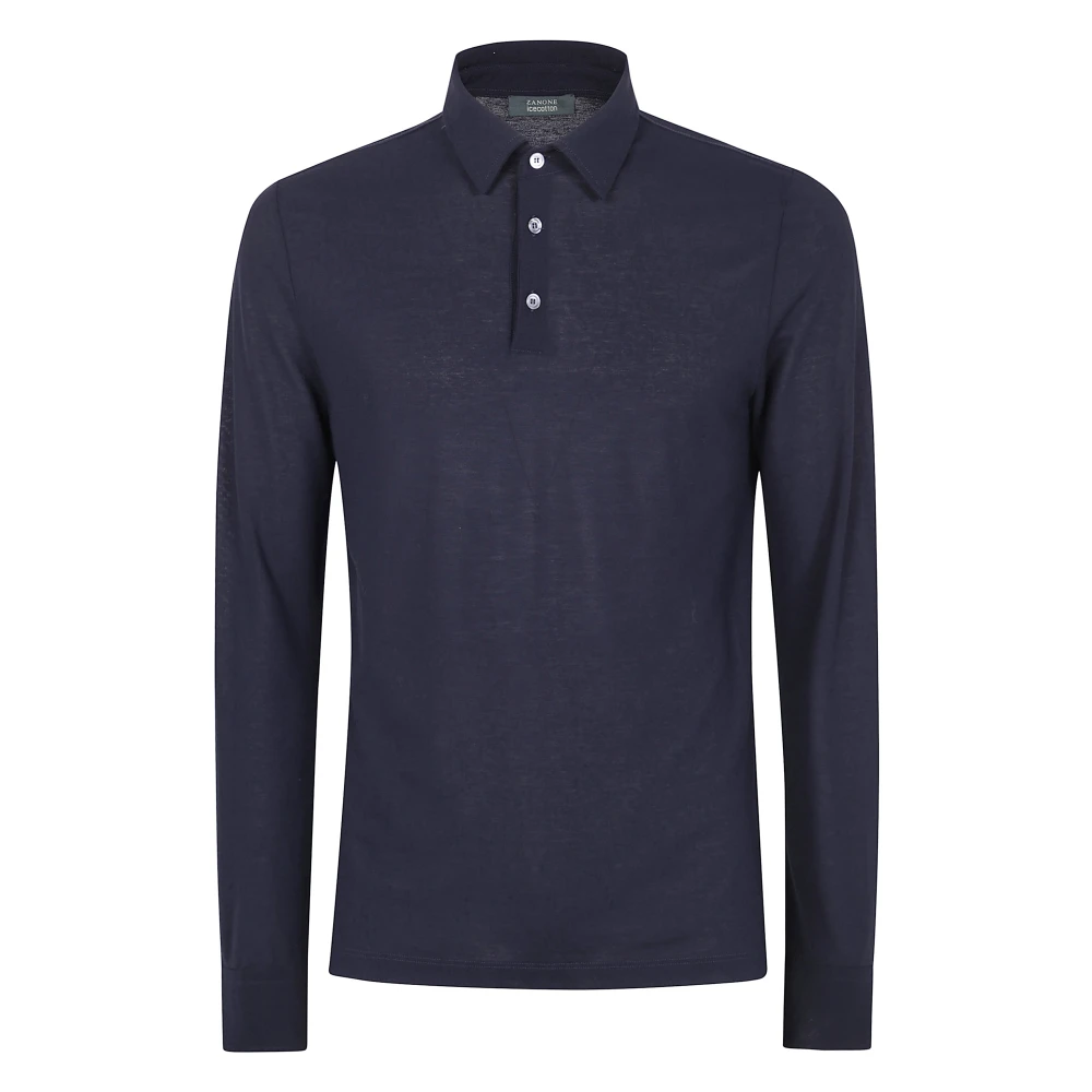 Zanone Klassieke Polo Shirt met Lange Mouwen Blue Heren