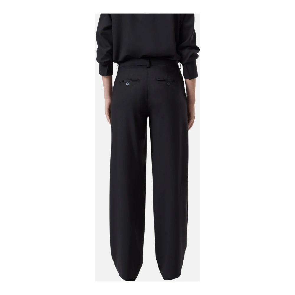closed Lage taille rechte pijp wollen broek Black Dames