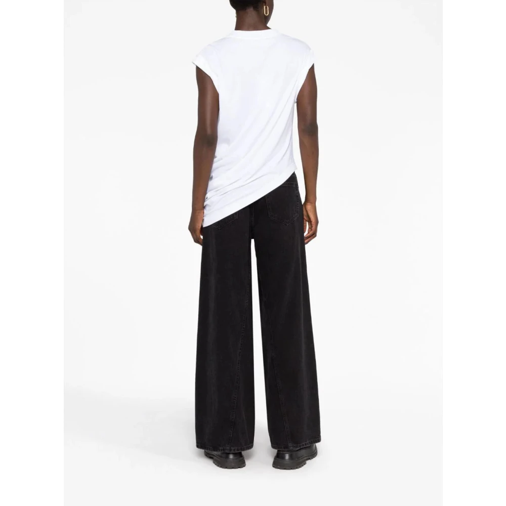 alexander mcqueen Asymmetrisch katoenen T-shirt met gedrapeerd ontwerp White Dames