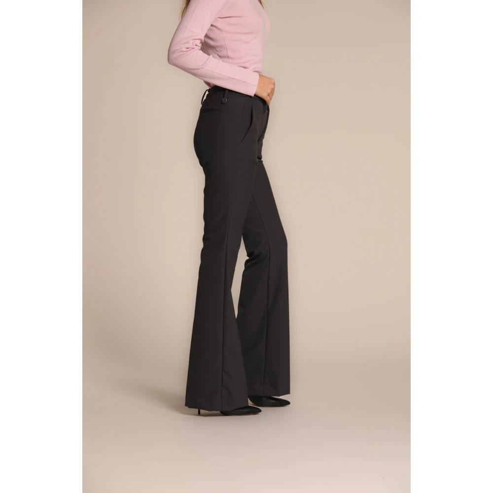 Mason's Slim Fit Donkergrijze Flare Chino Broek Gray Dames