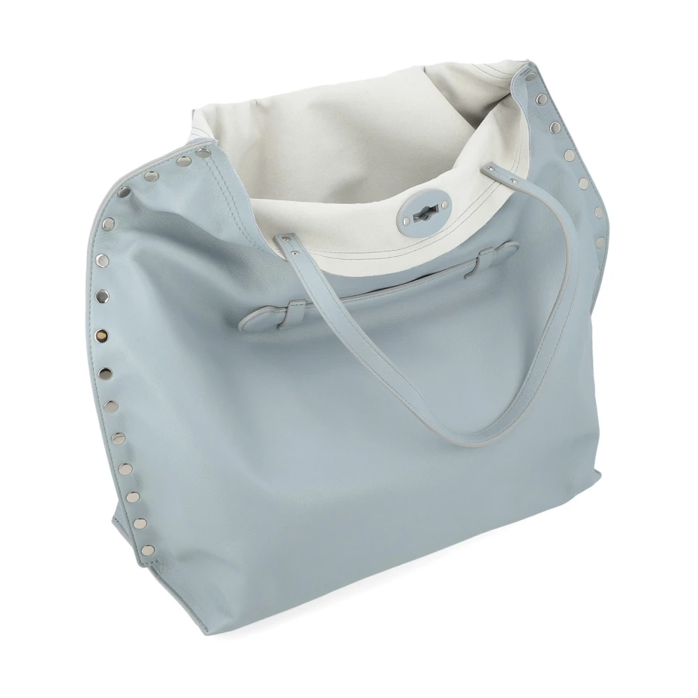 Zanellato Blauwe Leren Shopper Tas Saeta Blue Dames