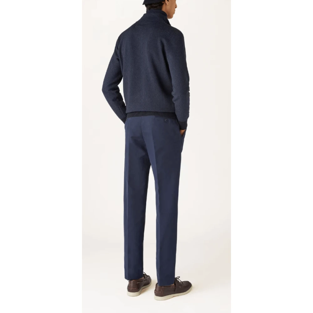 Loro Piana Blauwe Cashmere Trui met Rits Blue Heren