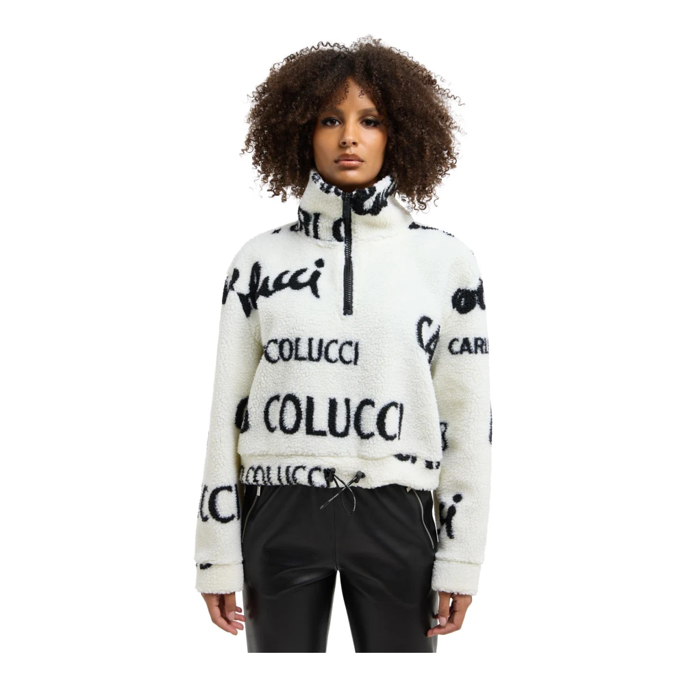 carlo colucci Fluffy Cropped Teddy Sweater Pink Dames