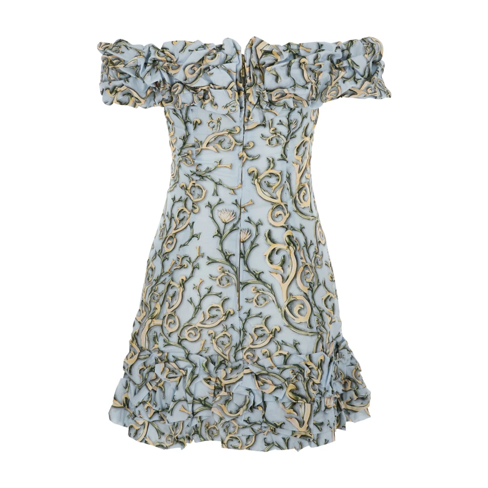Agua by Agua Bendita Blauwe Bloemen Ruche Katoenen Jurk Vrouw Blue Dames