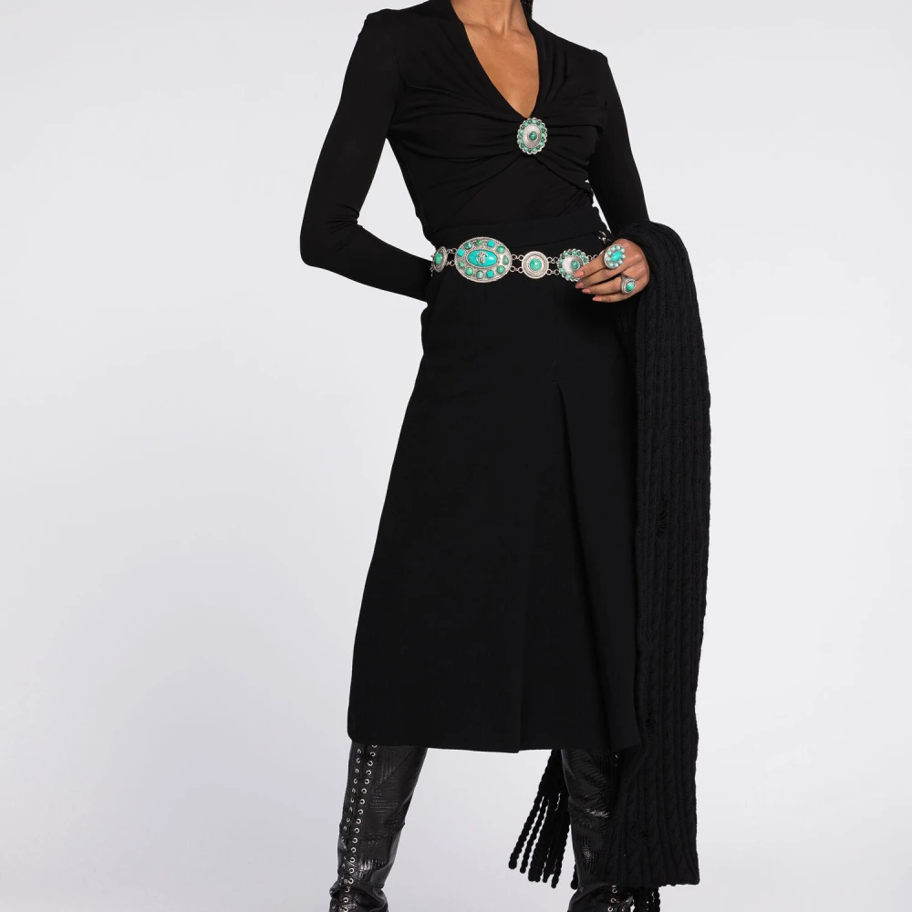 Roberto Cavalli V-hals Versierde Top Slim Fit Black Dames