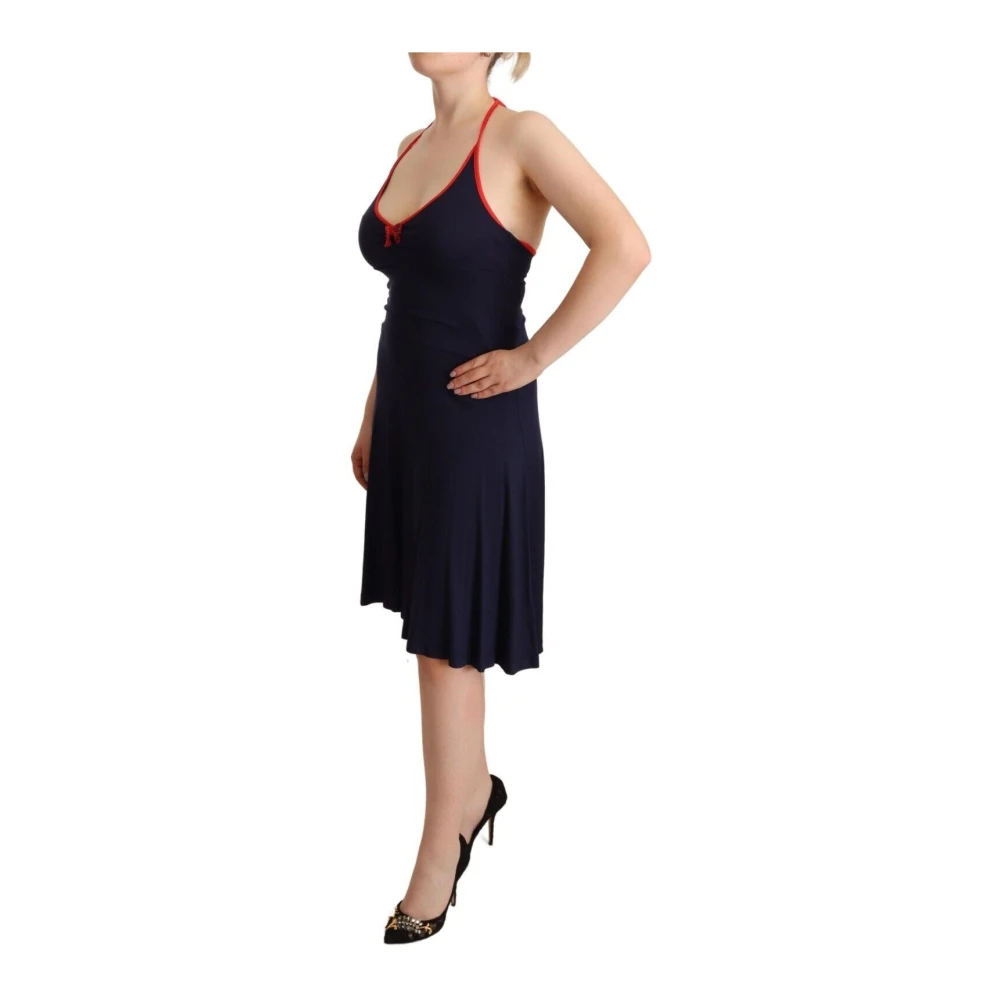 roccobarocco Navy Blue Halter Midi Jurk Blue Dames