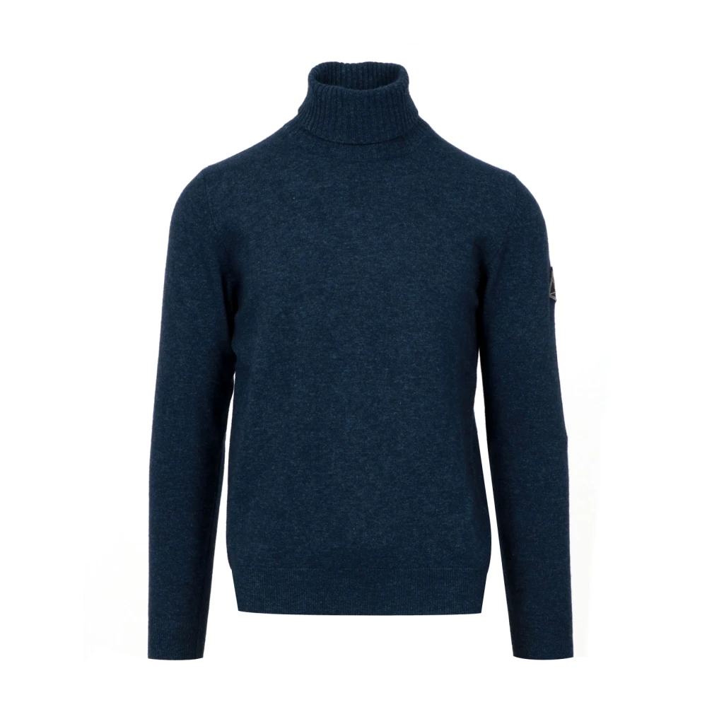 Roy Roger's Denim Sweaters med Ullblandning Turtleneck Blue, Herr