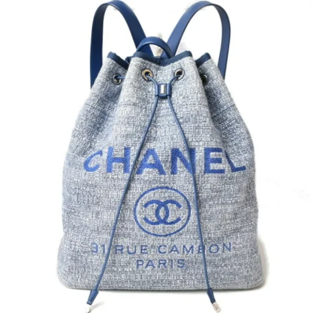 Chanel Vintage Pre-owned Canvas backpacks Blue Dames