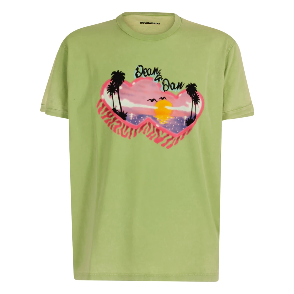 Dsquared2 Bedrukt T-shirt Green Heren