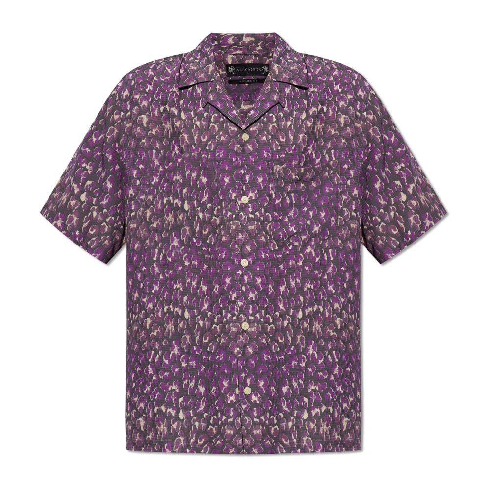 AllSaints Ikuma shirt met dierenmotief Purple Heren
