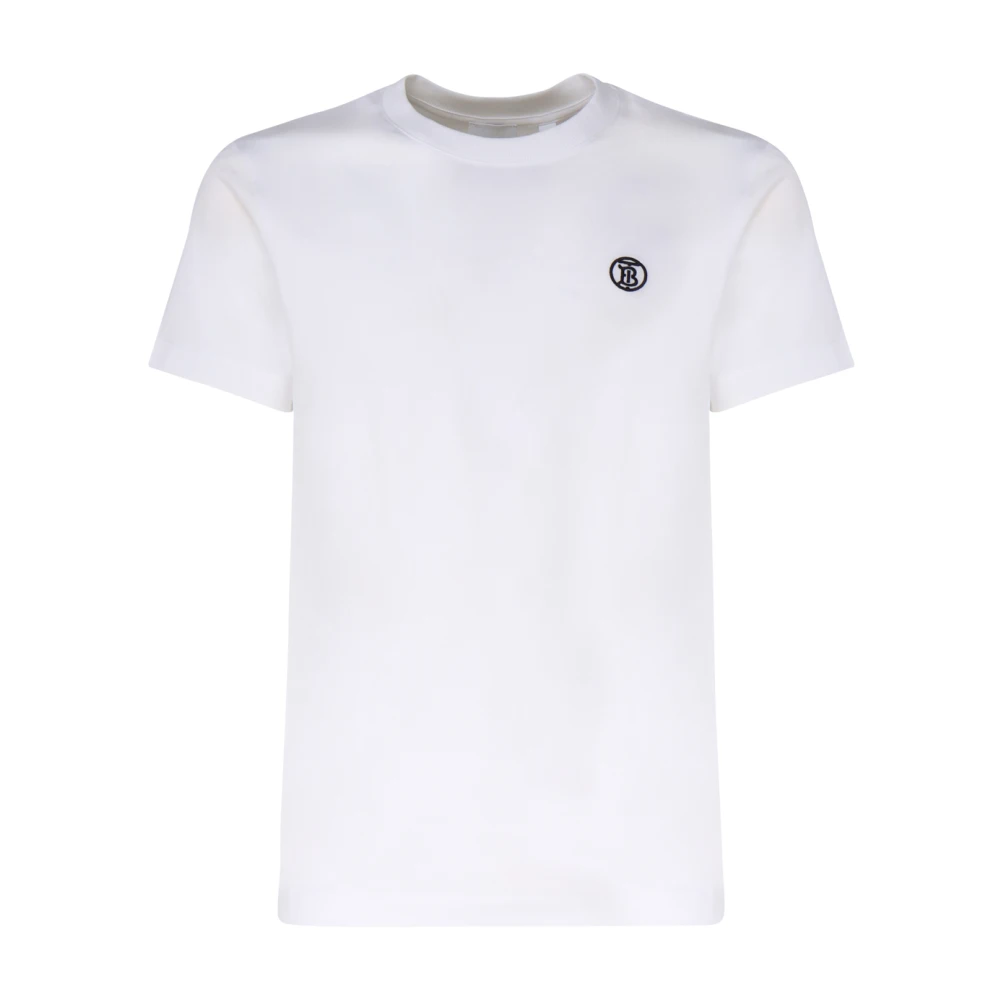 Burberry Witte Jersey Geweven Logo T-shirt White Heren