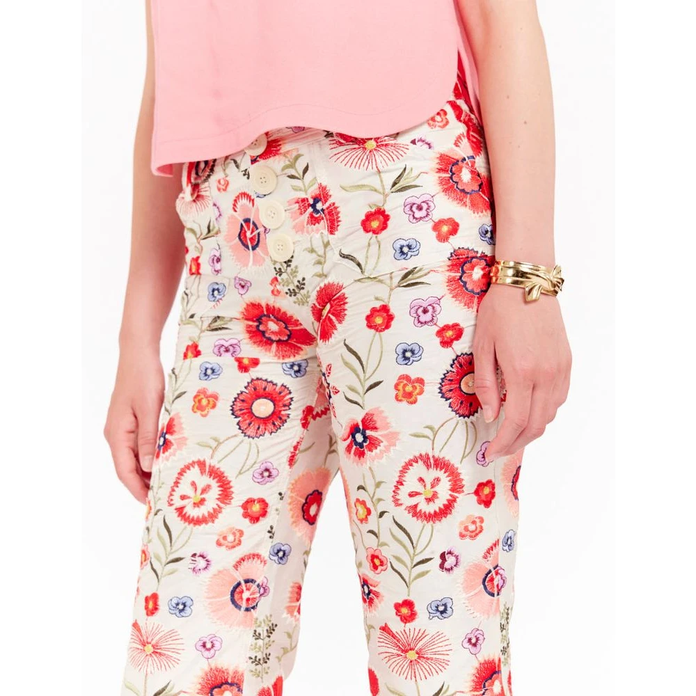 Ines De La Fressange Paris Geborduurde Flare Broek Multicolor Dames