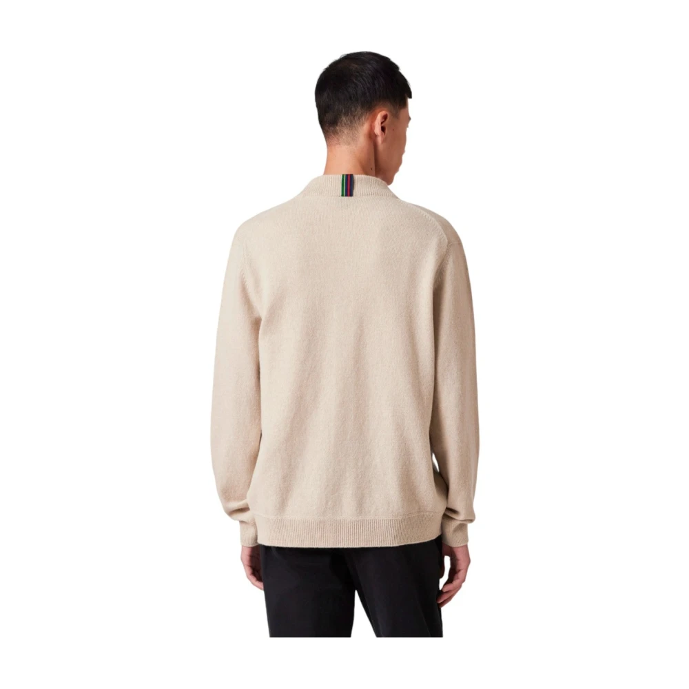 Paul Smith Ecru Merino Wol Vest met Sports Stripe Beige Heren
