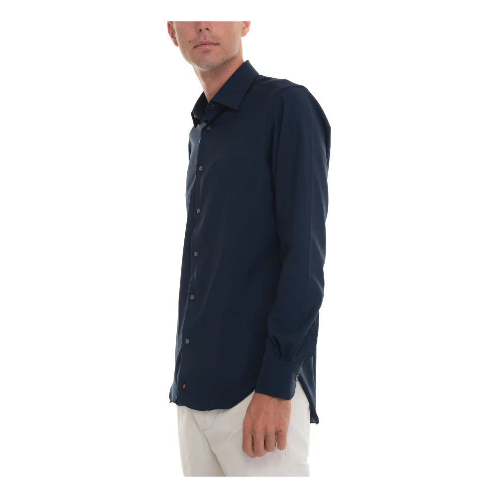 Càrrel Italiaanse Hals Slim Fit Wol Overhemd Blue Heren