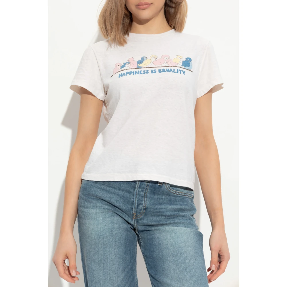 Re Done Bedrukt T-shirt White Dames