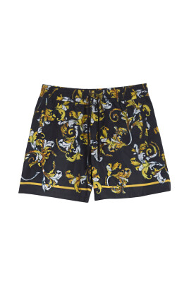 barocco-print-elastic-waist-shorts
