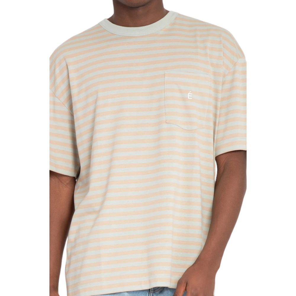 Études Gestreepte Accent Tee in Zand Beige Heren
