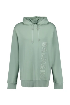 Grön Bomullshoodie med präglad logotyp