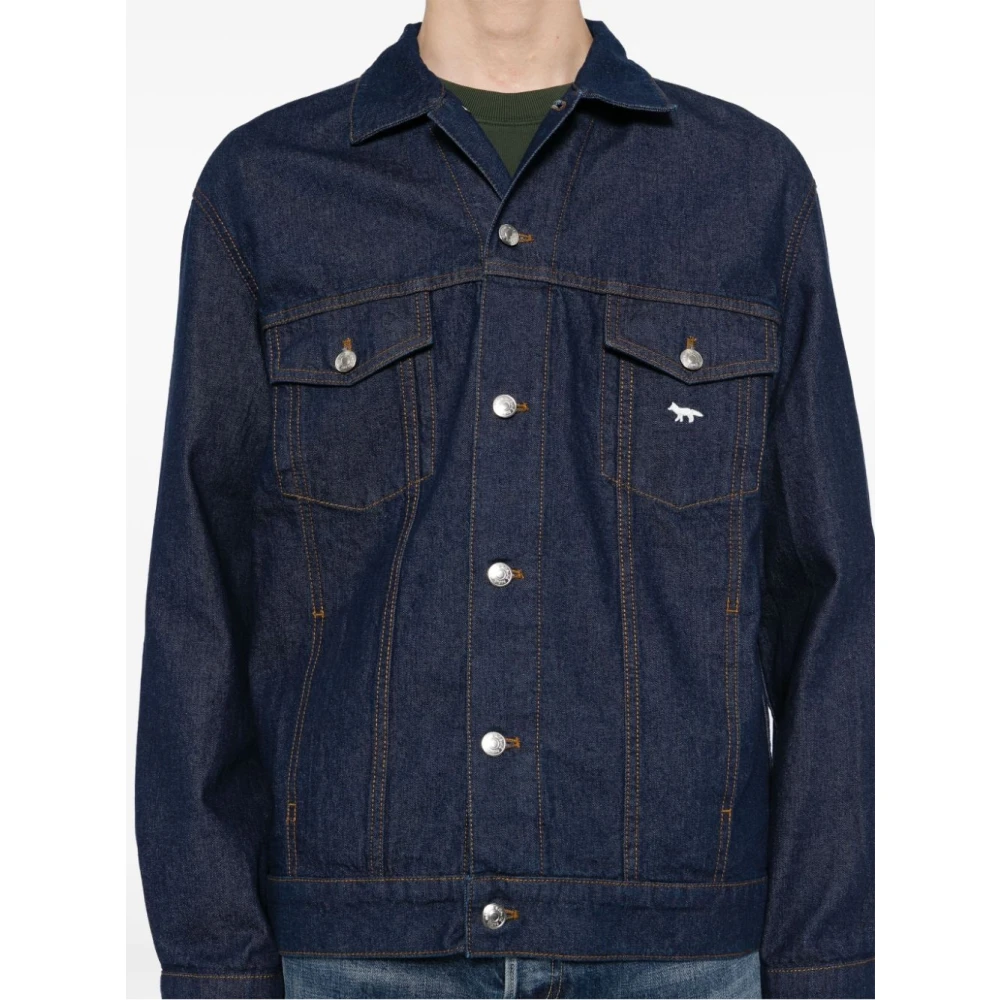 Maison Kitsuné Indigo Trucker Jacket Aw24 Blue Heren