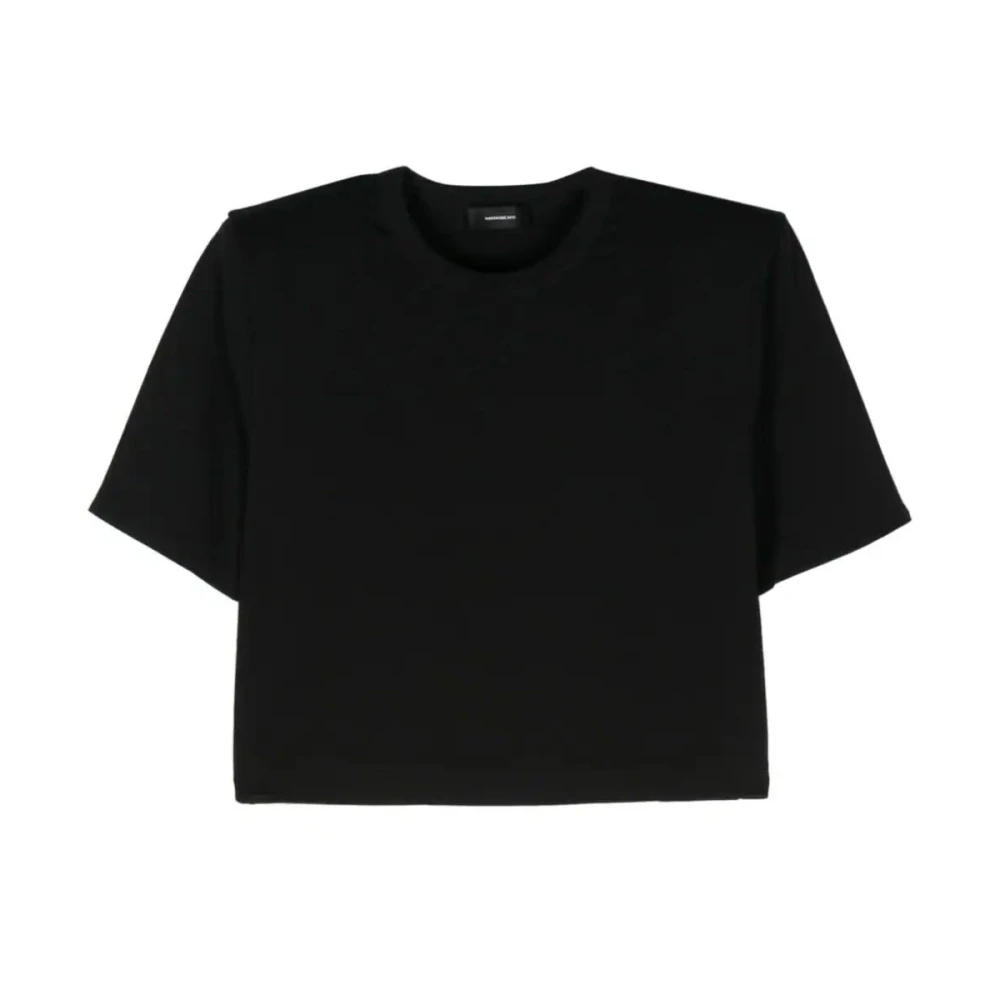 Wardrobe.nyc Zwarte Schouderpad Crop T-Shirt Black Dames