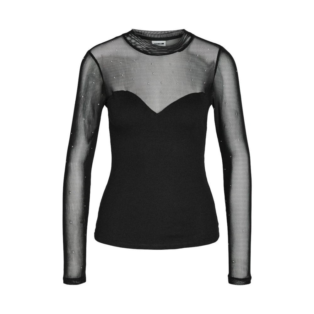 Noisy May Mesh Detail Stud Top Zwart Black Dames