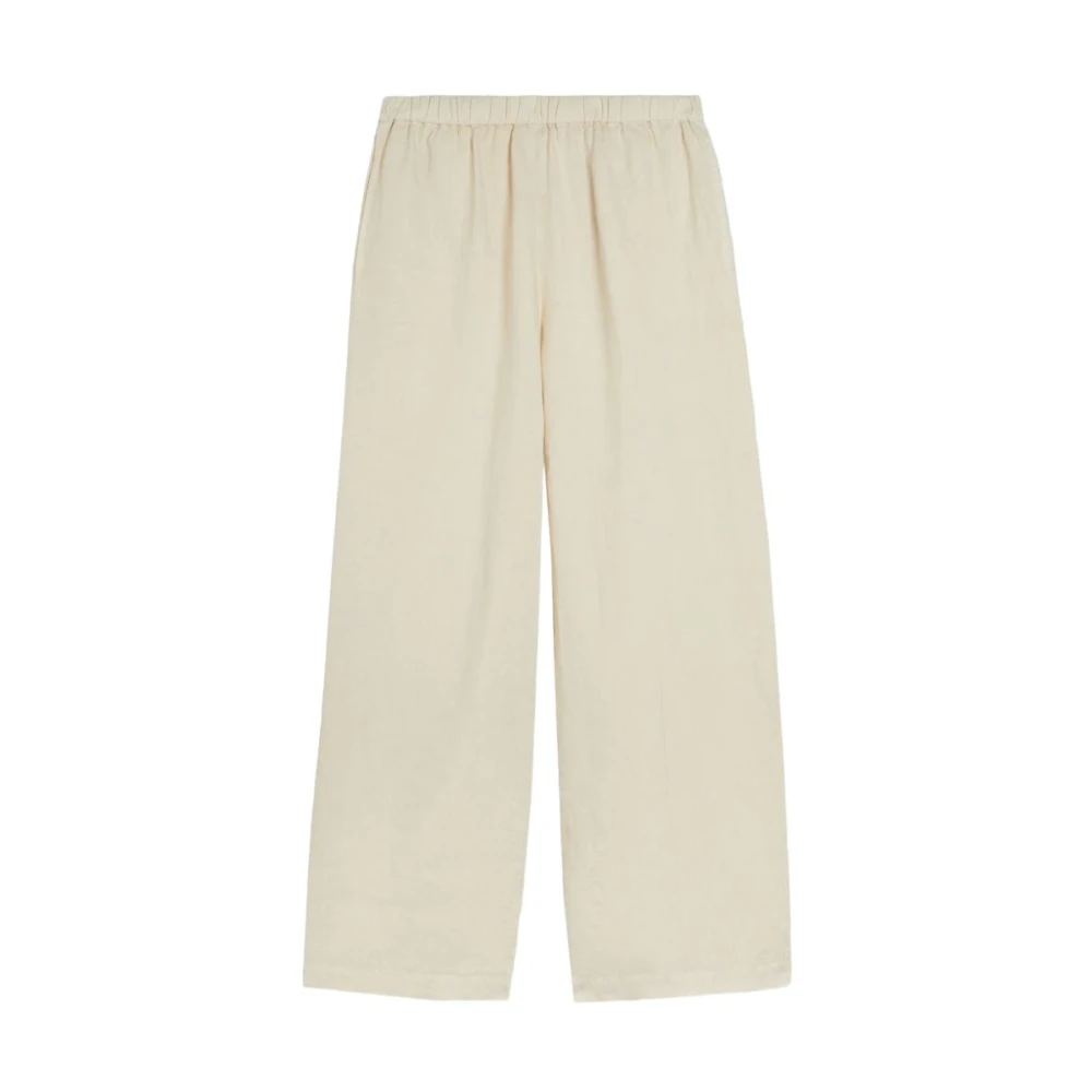 Aspesi Women's Beige Linen Trousers - Wide Trousers - S - Trousers