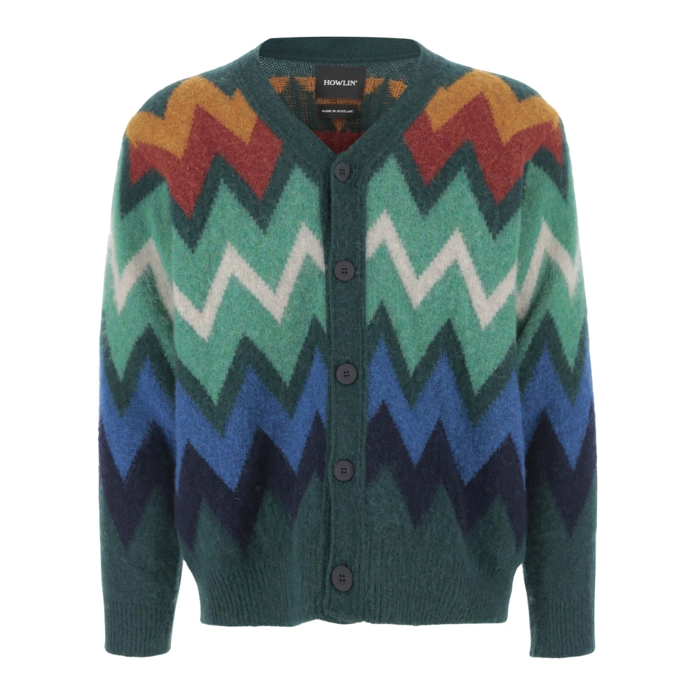 Howlin' Geometrische Wol V-hals Cardigan Trui Multicolor Heren