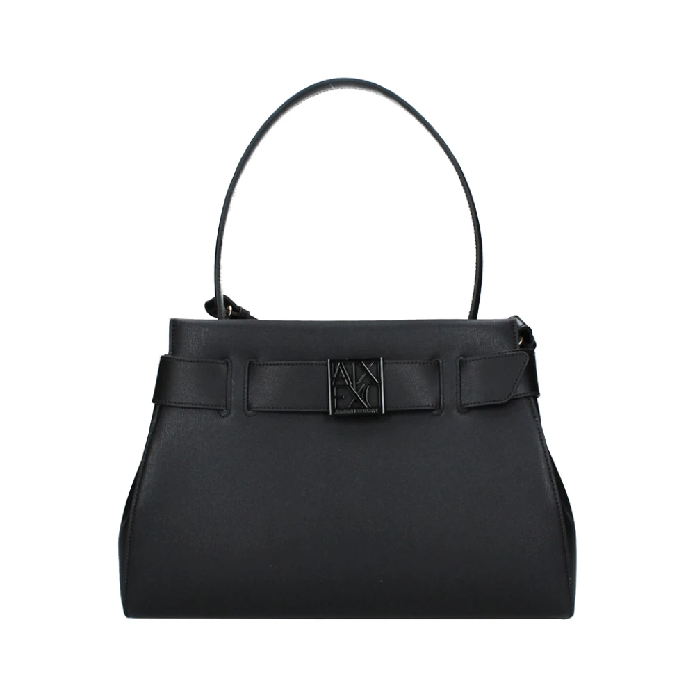 Armani Exchange Zwarte handtas met gelakte details Black Dames