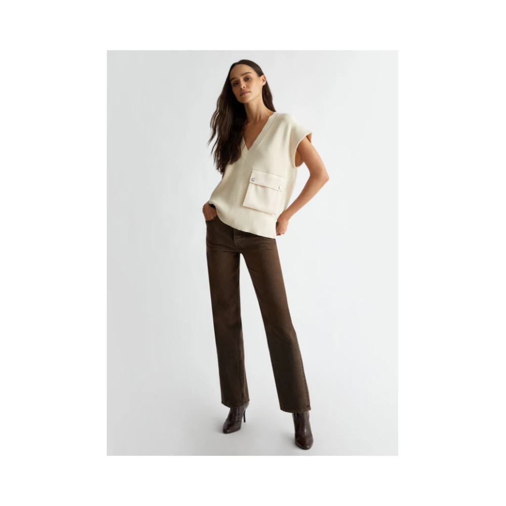 Liu Jo Gebreid vest met zak Beige Dames