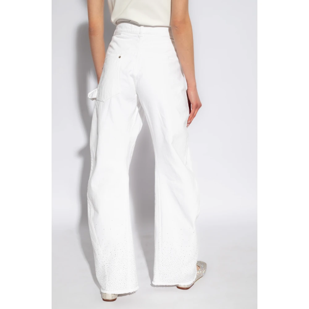 JW Anderson Jeans met fonkelende kristallen White Dames