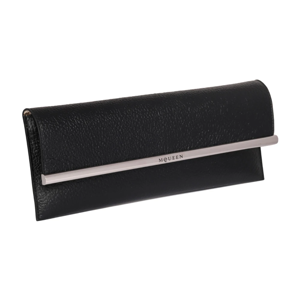 alexander mcqueen Zwarte lange clutch met gegraveerd logo Black Dames