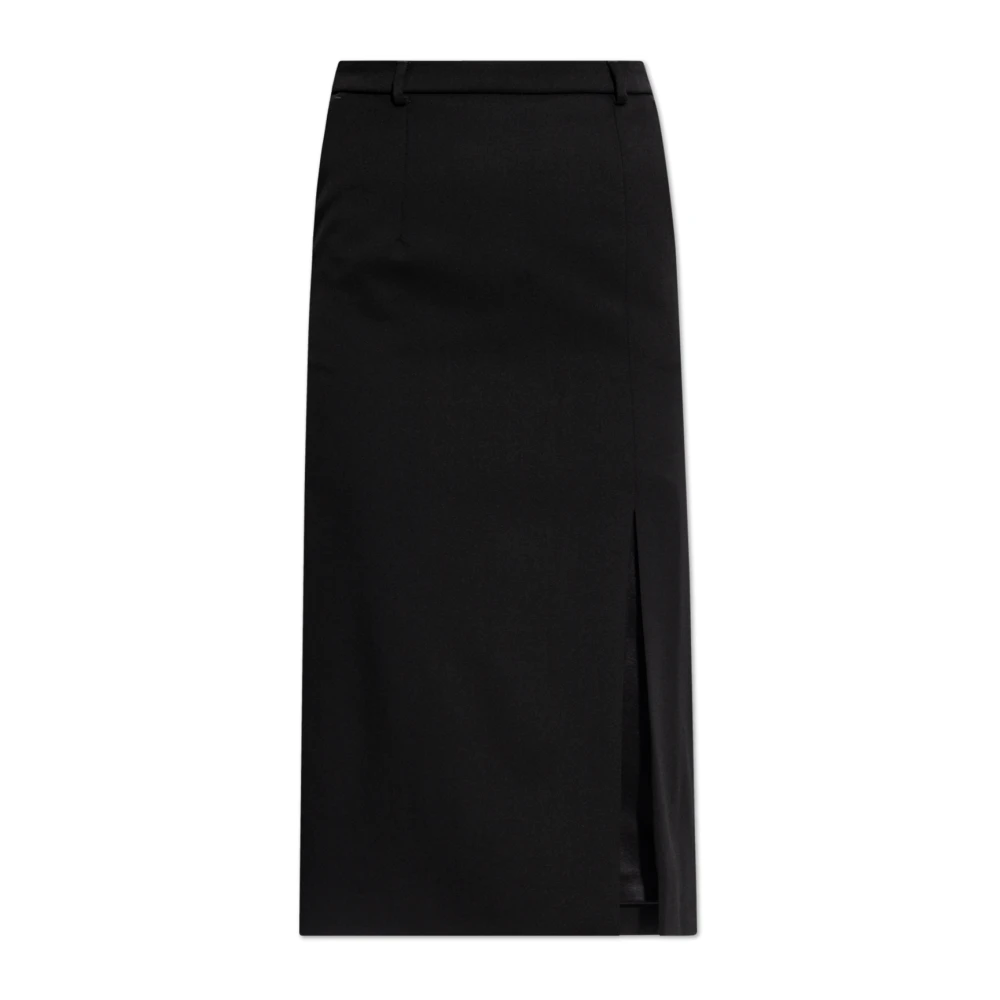 Dolce & Gabbana Zwarte Wol Zijden Rok Zijdelingse Split Black Dames