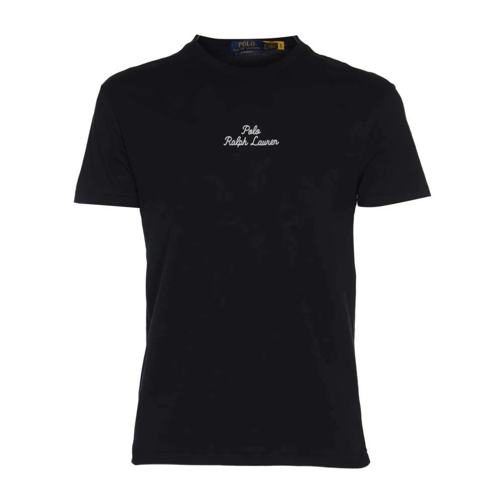 Polo Ralph Lauren Zwarte Katoenen T-shirt met Logo Borduursel Black Heren