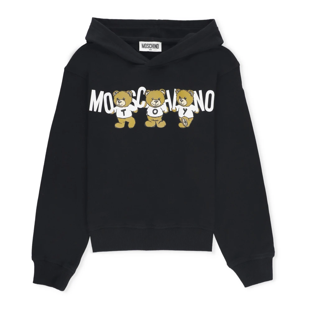 Moschino Svart Teddybjörn Logo Hoodie Tröja Black, Flicka