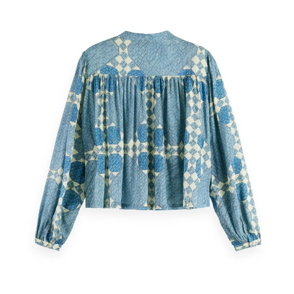 Scotch & Soda Pintuck Shirt Lange Mouw Blouse Blue Dames