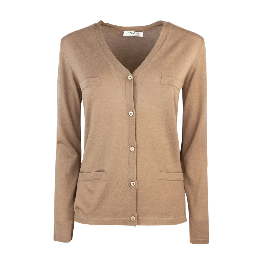 Max Mara Bruine Wol Vest V-Hals Lange Mouwen Brown Dames