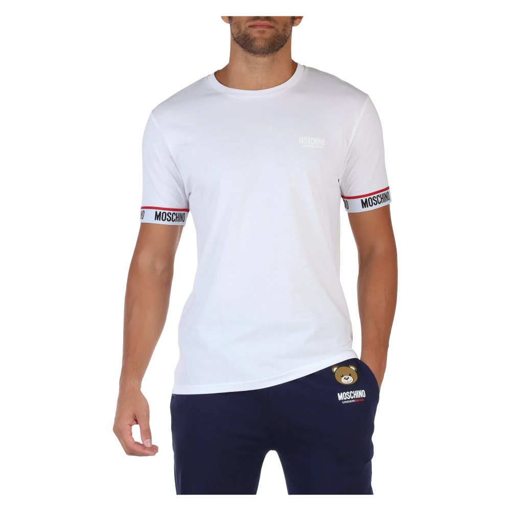 Moschino Katoenen T-shirt met Logo in reliëf White Heren