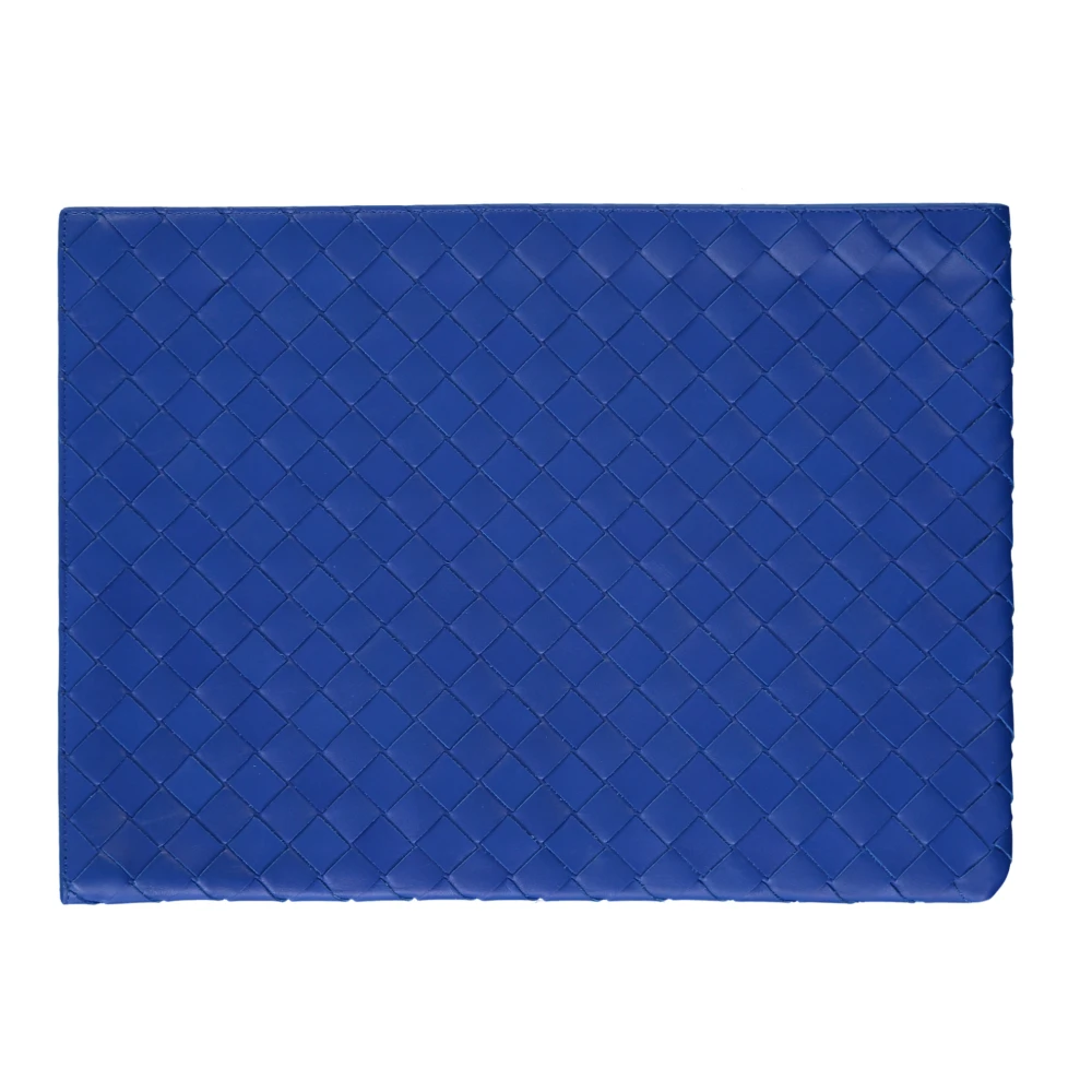 Bottega Veneta Intrecciato Flat Pouch Top Ritssluiting Blue Heren