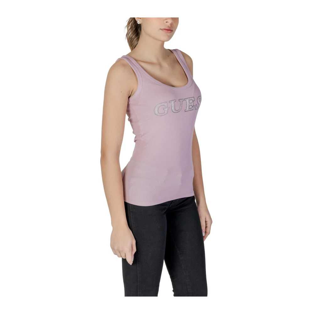 Guess Lila Print Mouwloze Tanktop Purple Dames
