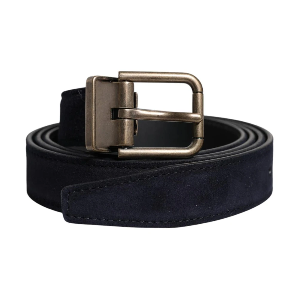 Dolce & Gabbana Men's Black Belts,, Classic Metal Buckle Leather Belt Medium