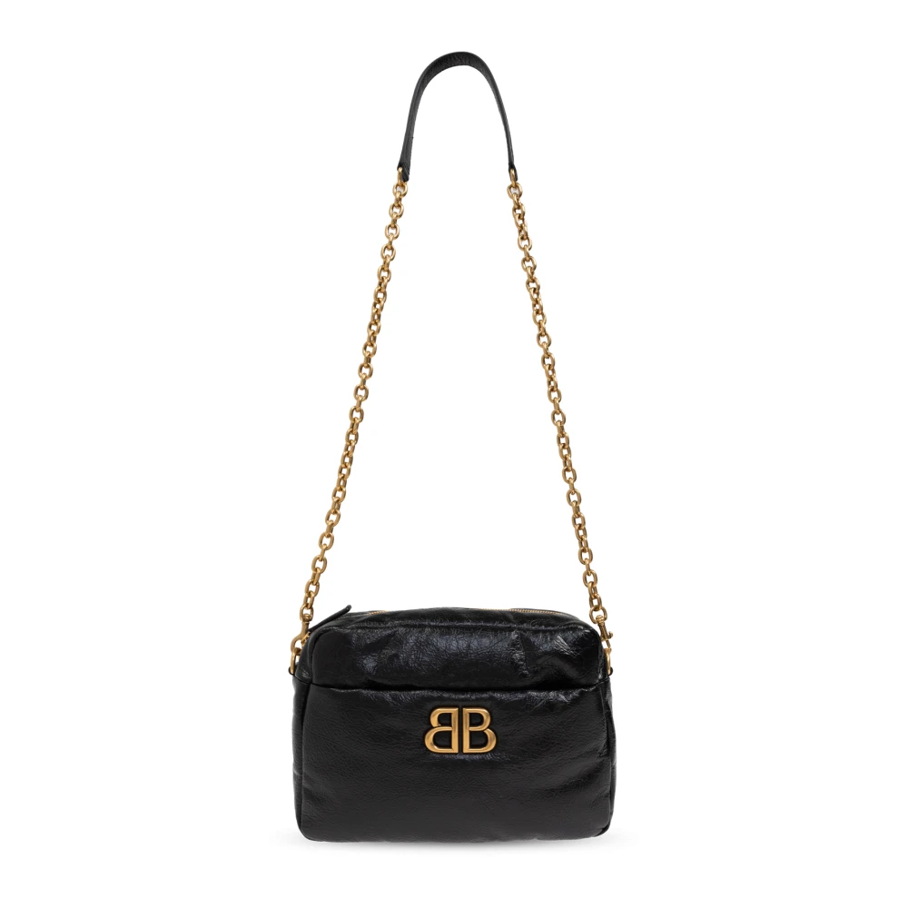 Balenciaga Zwarte Gekreukelde Leren Schoudertas Black Dames