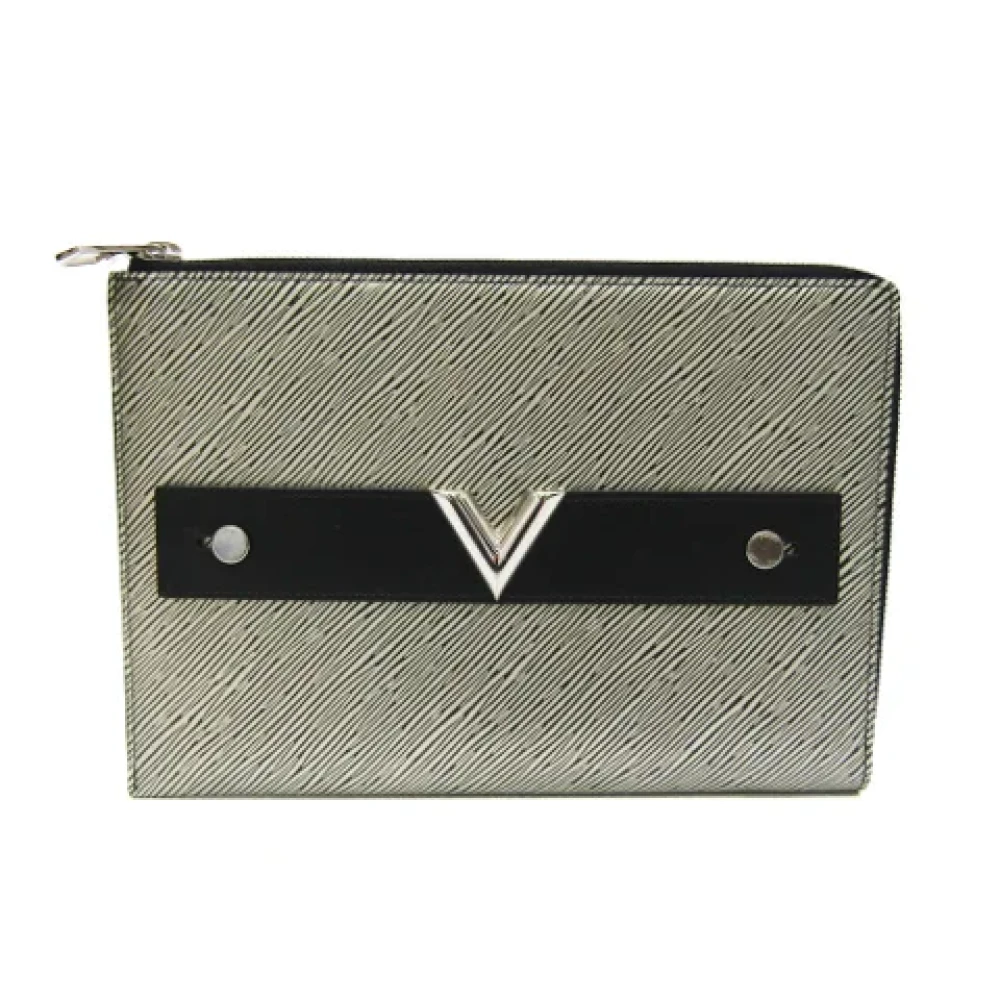 Louis Vuitton Vintage Pre-owned Leather clutches Gray Dames
