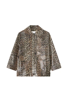 Leopard Laminated Cotton Jacket
