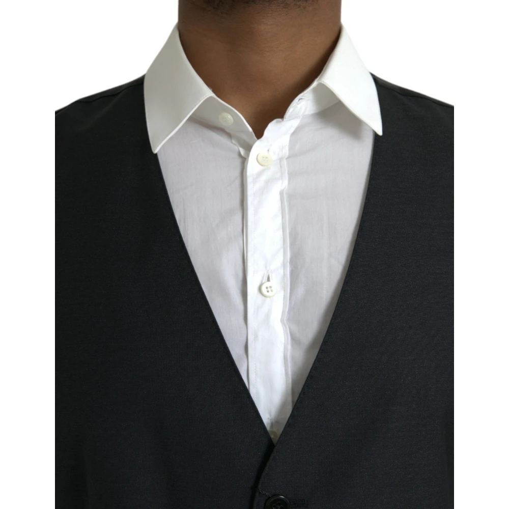 Dolce & Gabbana Zwart Wol Formeel Jurk Vest Black Heren
